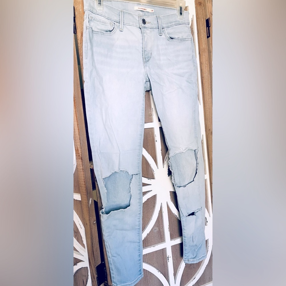 LEVI STRAUSS acid washed Distressed 710 Super Skinny Jeans Size: 28
